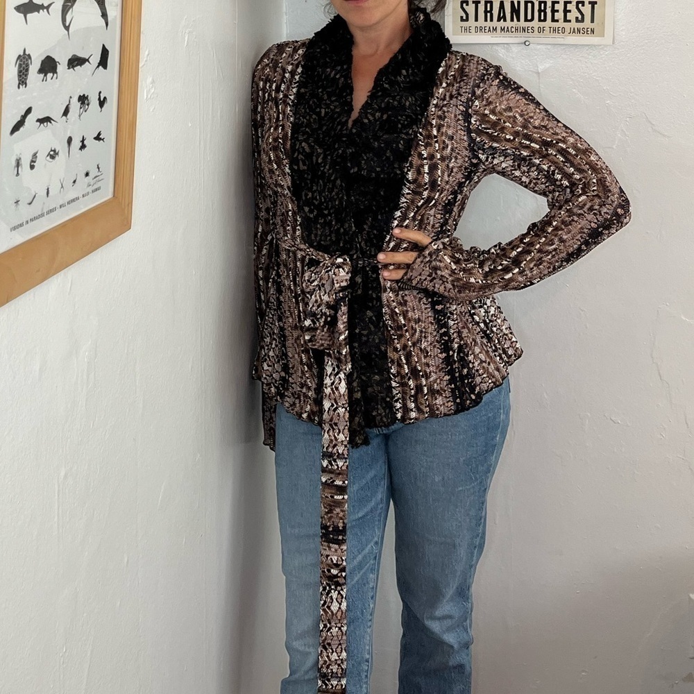 Alberto Makali Python Print Cardigan Wrap Jacket